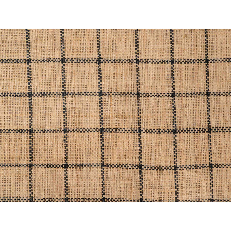 Tissage Rabane Raphia Langarana Carreaux Noir- Naturel -90cm