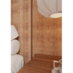 Herringbone Fine Raffia Weaving- Natural & Mahogany color for decorat