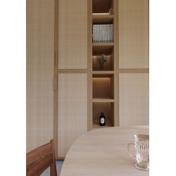 Natural & Coton  Herringbone Fine Raffia Weaving- 