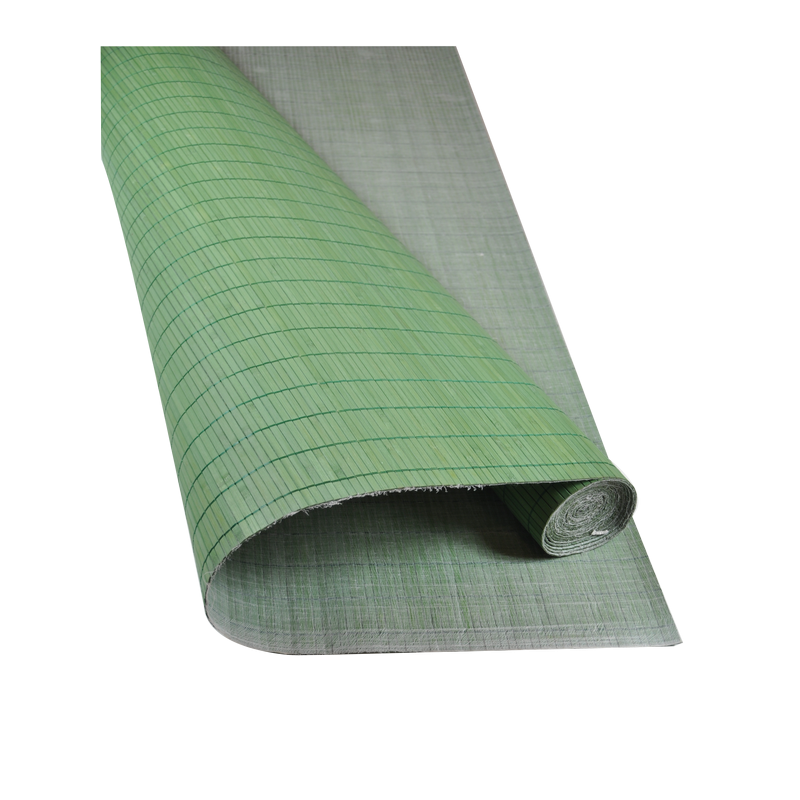 Bamboo mat Glued on textile 7mm Green color 